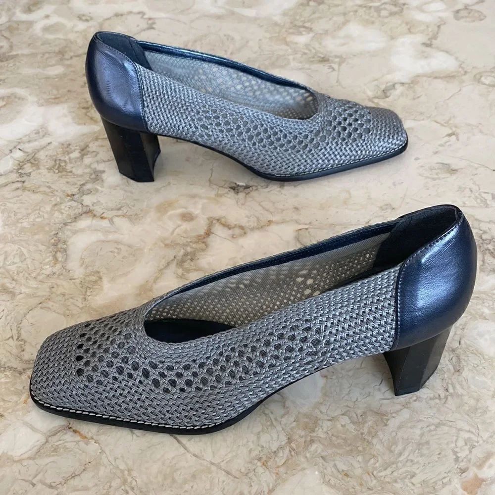 Vintage Stuart Weitzman Square Toe Block Heels - Picture 6 of 15